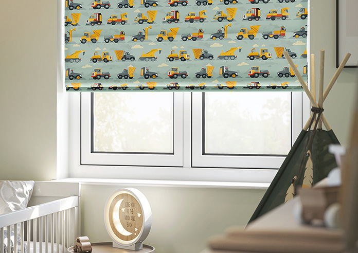 Construction Crew, Cement Grey - Motorised Roman Blind - Image 5